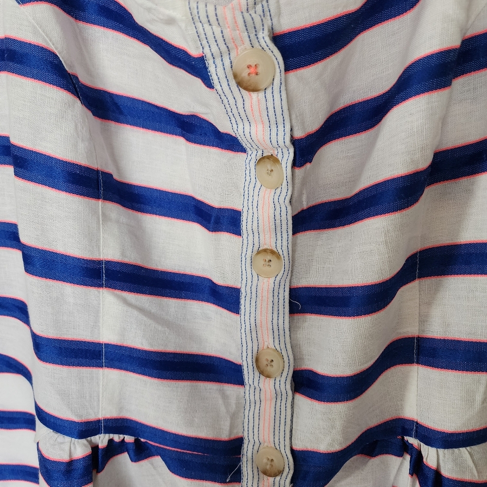 Joules LinenStriped Blue and White Dress - Picture 5 of 7